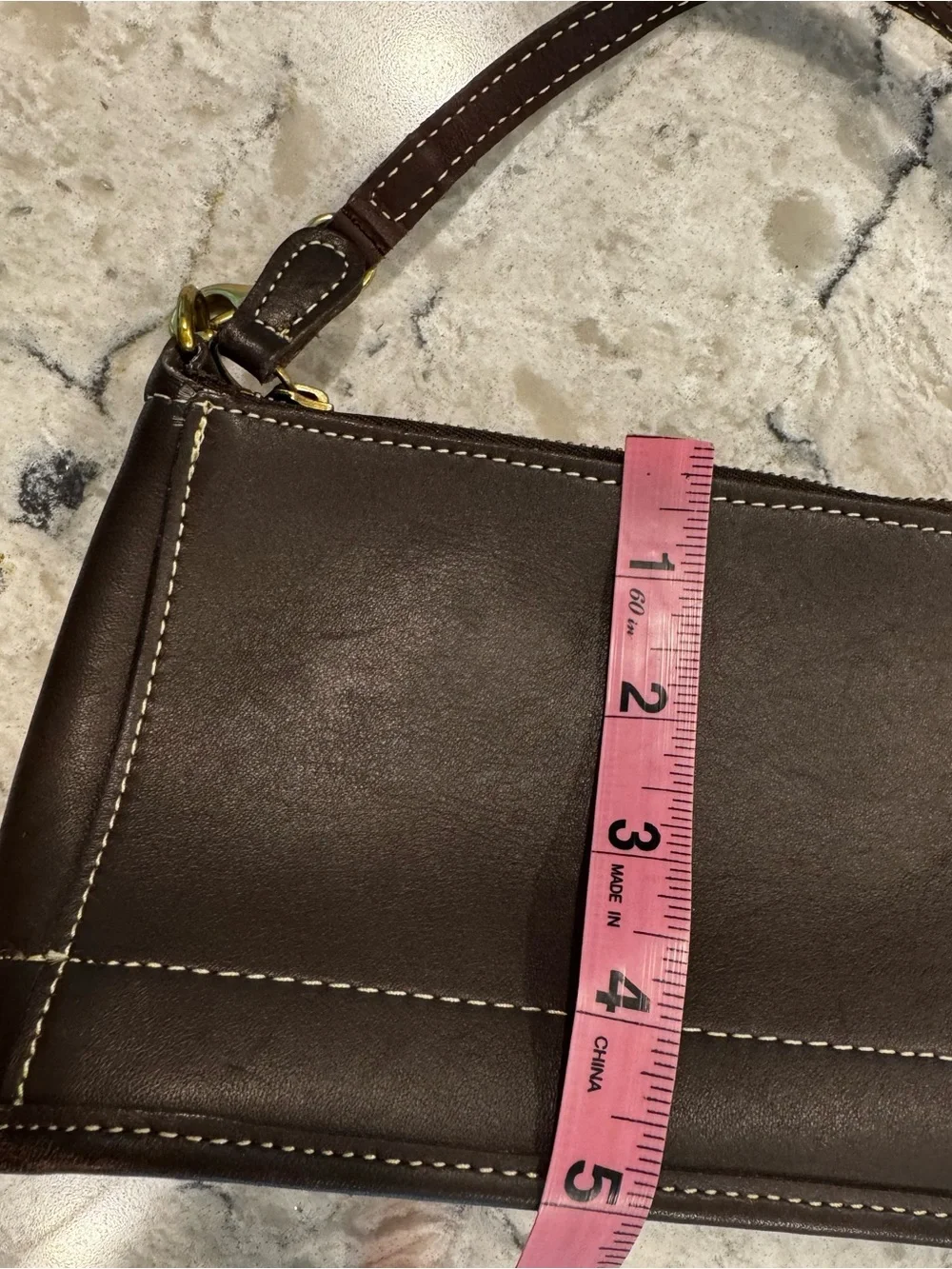 Vintage Coach 9311 Chocolate Brown Leather Bleecker Demi Zip Shoulder Bag